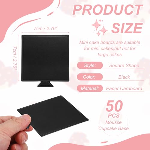 uxcell 50 Pcs Mini Cake Boards 2.8 Inch Mousse Base Square Black - size: 2.8 Inch