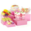 6 Pcs Metal Buffet Risers, Large Food Display Stands for Table - color: Pink, size: 6P-Square(5IN to 10 IN)