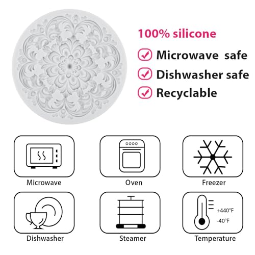 Baroque Frame Flower Lace Wreath Fondant Silicone Molds Set of 4 - color: Style O