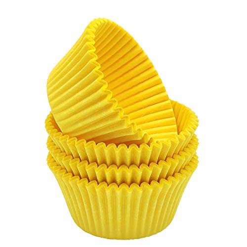 Premium Yellow Greaseproof Cupcake Liners Muffin Paper Baking Cups Standard Size, 100-Count - color: Yellow