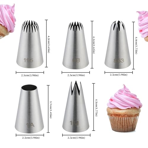 5 Pcs Large Piping Tips Set, Frosting Icing Tip for Decorating Cake Cupcake