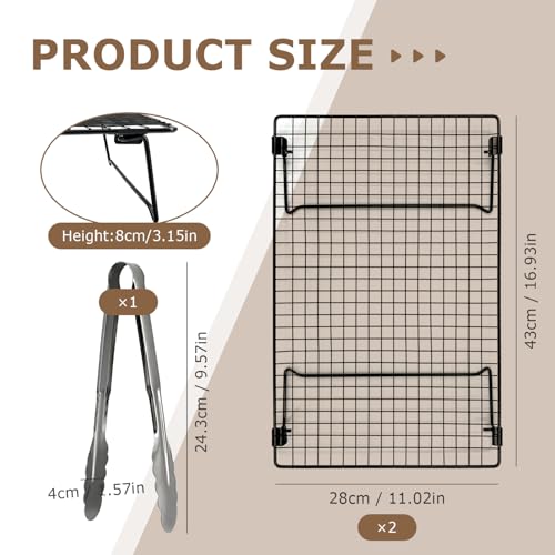 2-Pack 16.9x11inch Cooling Rack with Collapsible Legs & Food Tongs