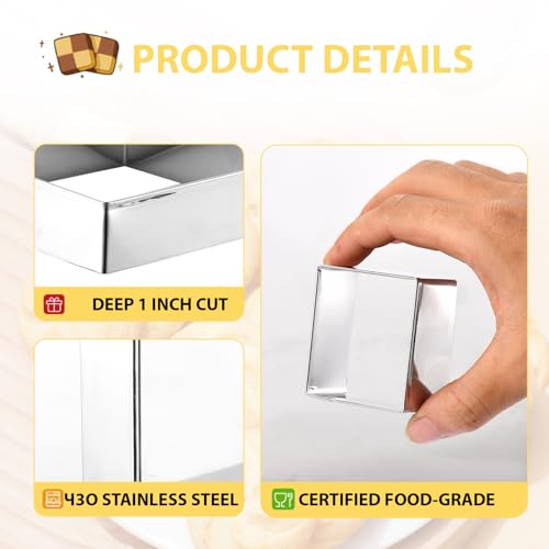 6 PCS Square Cookie Cutter Set - Cookie Cutters (1.5-4 Inch), Stainless Steel Set for Baking, Cookies, Biscuits & DIY - Durable Square Cutters for Holiday & Daily Use
