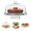 Libbey Selene 6-in-1 Domed Cake Stand, Unique Space Saving Glass Cake Stand with Dome, Multi-Purpose Dip Bowl To Serve Snacks and More - color: 6 in 1 Glass
