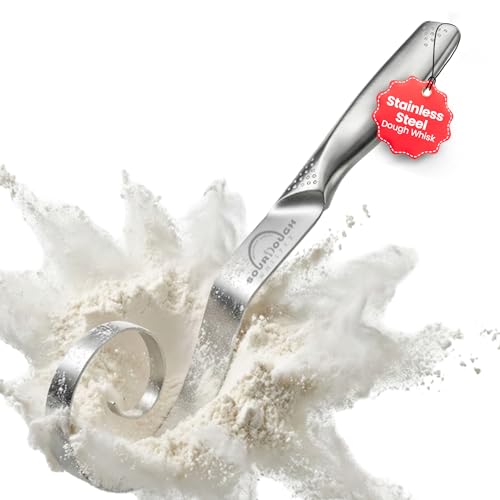 Seamless Dough Whisk, Stainless Steel Danish Dough Wisk, 9" Bread Whisk for Sourdough, Cookies, Pizza, Pastry, Dishwasher Safe Dough Hook - size: Seamless Dough Whisk
