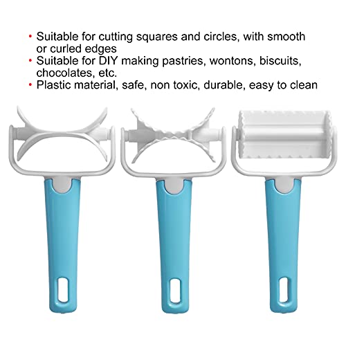 3Pcs Rolling Pastry Cutter set|Round Roller Fondant Slicer|DIY Dough Cutter Roller Baking Accessory for Wonton Biscuit Cookies Dumpling Cake Making cookie cutter