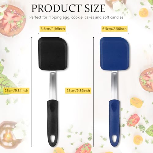 2Pcs Mini Silicone Cookie Brownie Spatula, Solid Flat, Black,Blue - color: Black,Blue, style: Solid Flat