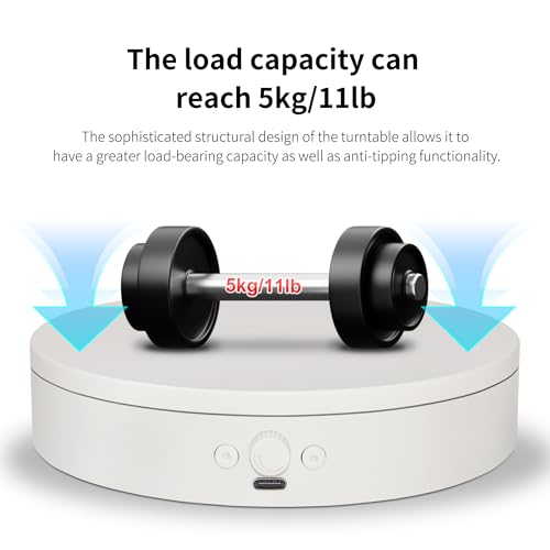 Rotating Display Stand,360° Silent Spinning Display Stand,Speed-adjustable Rotating Platform,Bidirectional Rotating Display Base,Multi-power Electric Turntable For Showcase(4.53inch/White) - size: 4.53inch/White/11Lbs Load