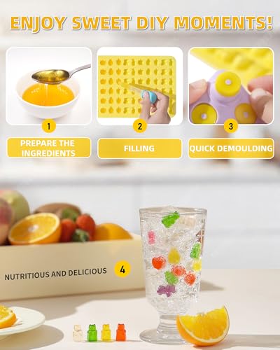 Silicone Gummy Molds Set of 5, Non-stick, with 2 Droppers 1 Clean Brush - size: Mixed Molds 5 Pcs