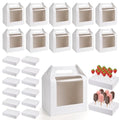 12Pcs Portable Cake Pop Holder Boxes, White Candy Boxes with Clear Window Cakes Pop Boxes Packaging Gift Cakes Pop Stand for Lollipops, Candy Pops, Wedding Birthday Baby Shower Party