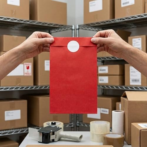 Quotidian Strawberry Red Greaseproof Paper Cookie Bags 4x6 in, 100 Count - color: Strawberry Red