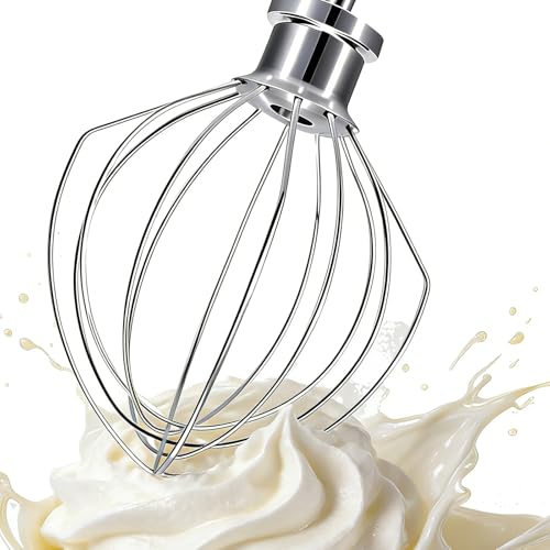KN256WW Whisk Attachment for KitchenAid 6 Qt Bowl-Lift Mixers - Dishwasher Safe 6-Wire All Stainless Steel Whip - Heavy Duty for Fast Whipping Cream, Eggs, Mayonnaise & Cakes - size: Large(KN256WW)