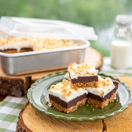 Nordic Ware Natural Aluminum Commercial Square Cake Pan with Lid, Exterior 9.88 x 9.88 Inches - size: 9 x 9, style: Square Pan with Lid