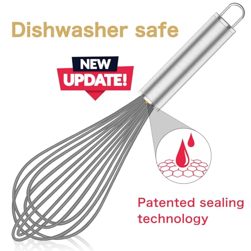 OYV Grey Silicone Whisk Set of 3, 8/10/12 Inch, Non-Scratch - color: Premium(Grey Pack)