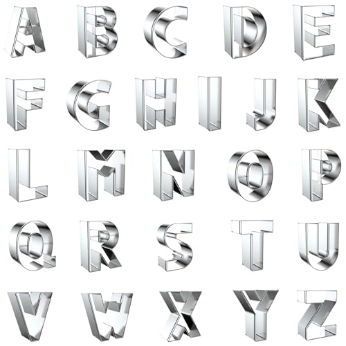 Capital Letter Alphabet Shaped Cookie Cutters Set Stainless Steel 26Pcs 2in - size: 2-Inch