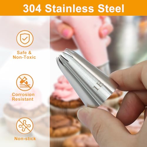 5 Pcs Piping Tip Set 1A 1E 348 347 356, Coupler Pastry Bag - size: Large 1A+1E+348+347+356