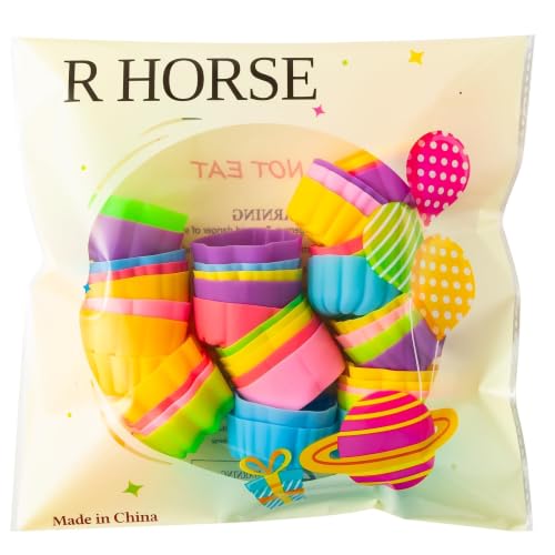 R HORSE Mini Silicone Cupcake Molds, 2 Inch Flower Shapes Baking Cups - color: Morning Glory