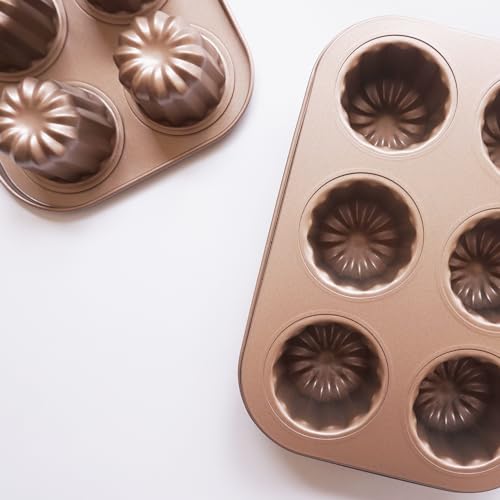 6-Cavity Nonstick Canele Molds, Mini Canelle Baking Pan - style: 03-Canele 6cups Gold