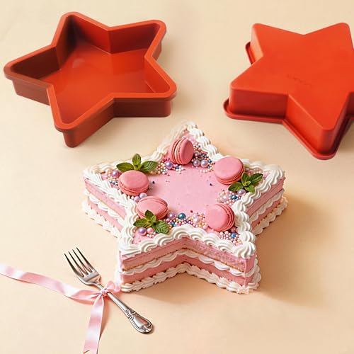 2Pcs Silicone Star Cake Pan for Baking, 10Inch Large Nonstick Silicone Star Shaped Cake Mold for Baking Cake - size: 10Inch Star Cake Pan
