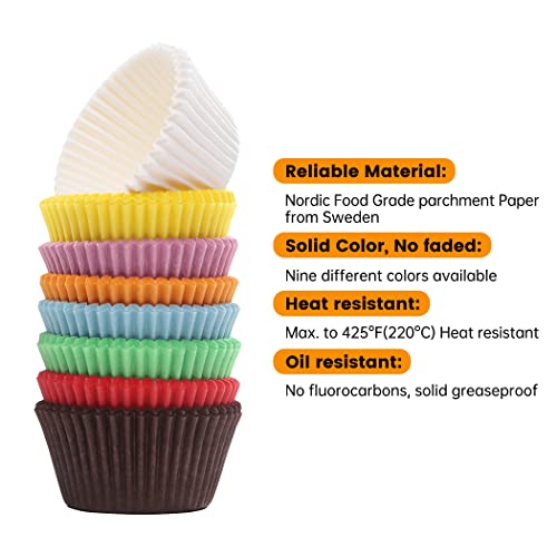 Bake Choice 200pc Standard Cupcake Liners for Baking, Rainbow Muffin Liners - color: Rainbow