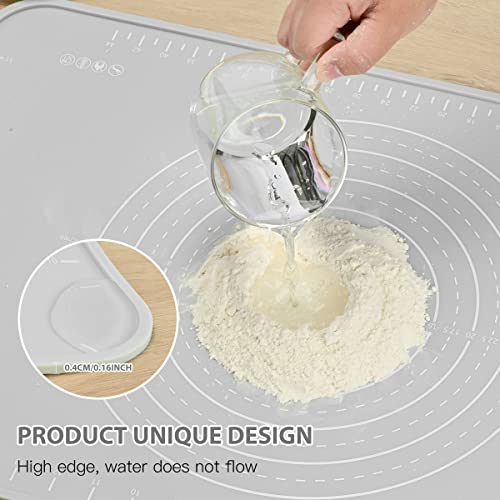 Silicone Pastry Non Stick Baking Mat 20"*16" Dough Rolling Edge Heightening - color: Light Grey, size: 20"L x 16"W