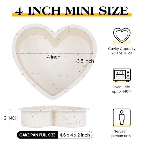 4 Inch Mini Heart Shaped Cake Pans for Baking, Cream, Set of 2 - color: Heart, size: 4 inch