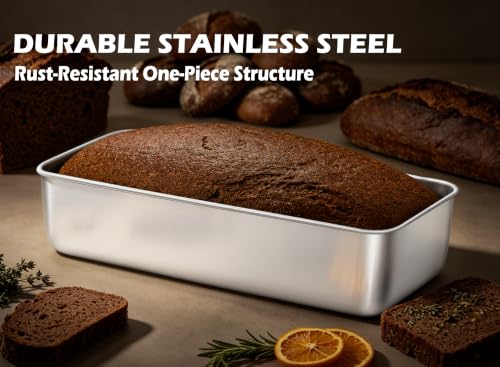 Leonyo 12x5IN Large Stainless Steel Loaf Pans for Baking Bread, 4 Pack - size: Large