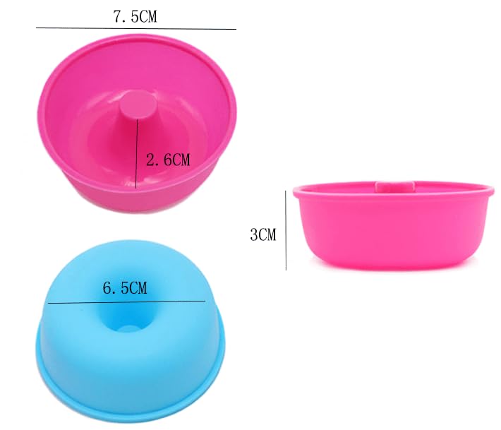Silicone Donut Baking Cups, Cupcake Cups Reusable Muffin Liners, Multicolor, 3 Inches, Non-Stick, 24 Pack