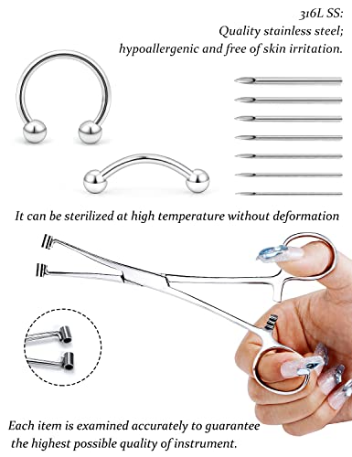 Vsnnsns 9 Style 316L Surgical Steel Body Piercing Tools Kit Piercing Clamps Forceps Use for Nose Septum Lip Tongue Eyebrow Belly Rings Ear Dermal Piercing Jewelry Kit Tools - color: Style 5, Piercing Needle Clamp Forceps