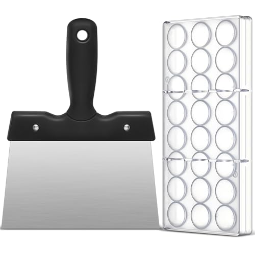 Baderke Polycarbonate Chocolate Molds 21 Cavity with Scraper,Bullet