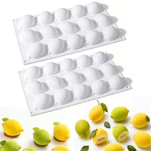 2Pack Lemon Silicone Mold for Mousse Cake, Fruit Lemon Molds - color: 30-Cavity Lemon