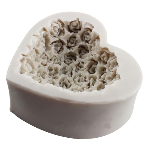 3D Rose Flower Silicone Molds Heart Fondant Candy Mold - color: Style D