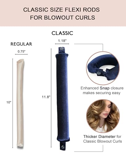 Classic Heatless Curls Overnight Rods No Heat Hair Curlers to Sleep Jumbo Foam Large Hair Rollers for Medium Long Hair Blowout Look, Heatless Flexible Curling Rod Set with Satin Wrap for Sleeping - color: Midnight Blue
