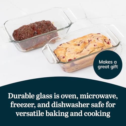 Libbey Baker’s Premium 2-Piece Glass Bread Loaf Pan Baking Dish Set, Space-Saving Glass Bakeware set for Bread, Loaf, and Pound Cakes - color: Premium - 2pc Loaf Set