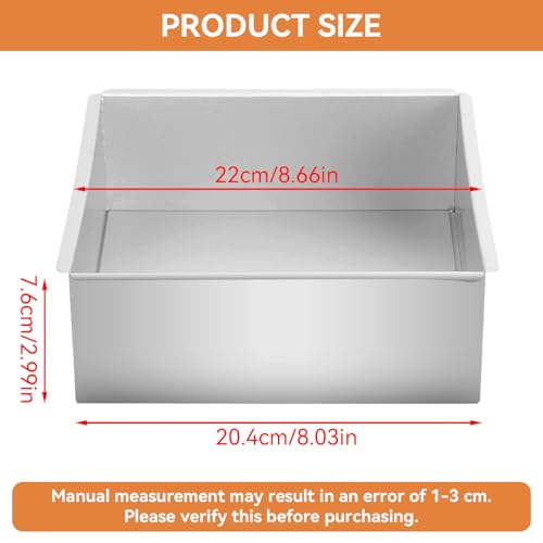 HERCHR Removable Square Cake Pan, 8.7inch Square Cake Mold Aluminum Mini Square Cheesecake Pan Cake Ring Mold for Mousse Cake, Chiffon, Bread, Brownies, Cake Mold Bakeware