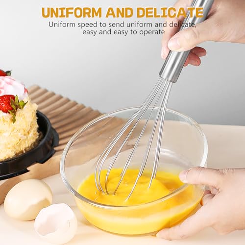 NileHome Stainless Steel Whisk Set 8" + 10" Semi-Automatic Rotary - color: Silver-set, size: 2 Piece