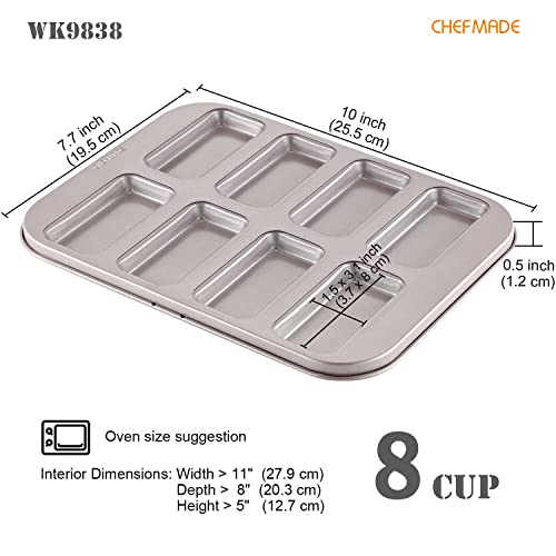 CHEFMADE Financier Cake Pan, 8-Cavity Non-Stick Muffin Pan Biscuits Cookies Bakeware for Oven Baking (Champagne Gold) - size: 03 - Financier Mini 8 Cups
