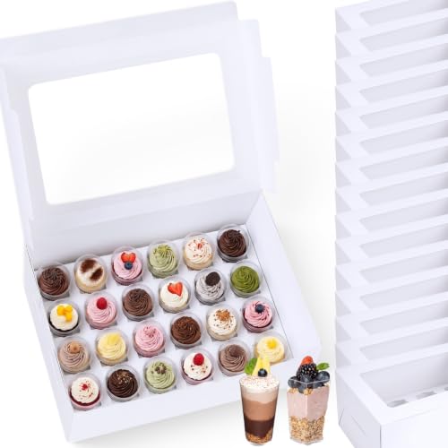 15 Pack Dessert Shooter Box with Window, 24 Count 3 oz, White - color: White, size: 24 Count 3 oz