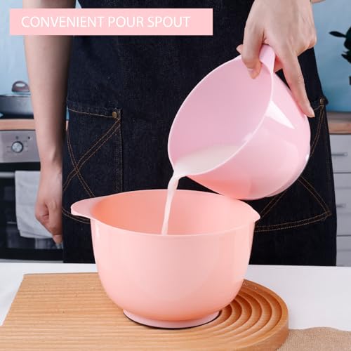 BoxedHome Mixing Bowls Set of 4, BPA Free Plastic,Microwave Safe, Rose Red - color: Pink Gradient
