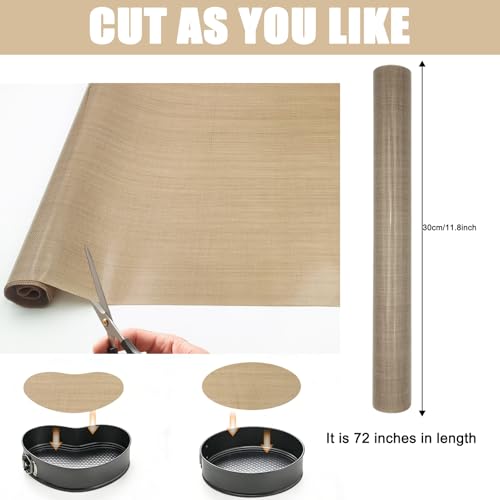 Silicone Baking Mat Roll, 12 IN x 6 FT Non-Stick Reusable Dough Pastry Cookie Sheet, Extra Large Freeze Dryer Mat for Countertop Protector, Pie Crust Rolling Supplies, Washable, Oil-Proof