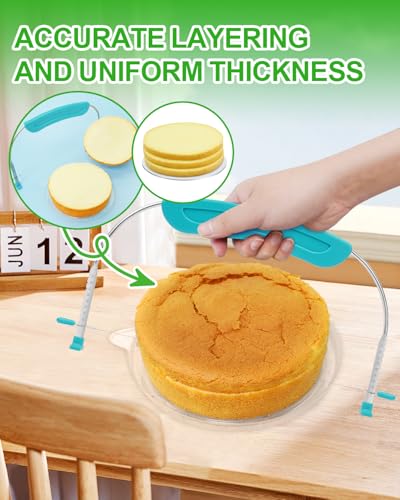 1PACK Adjustable 2-Wire Cake Cutter Slicer Leveler, Blue - color: Blue 2-Wire