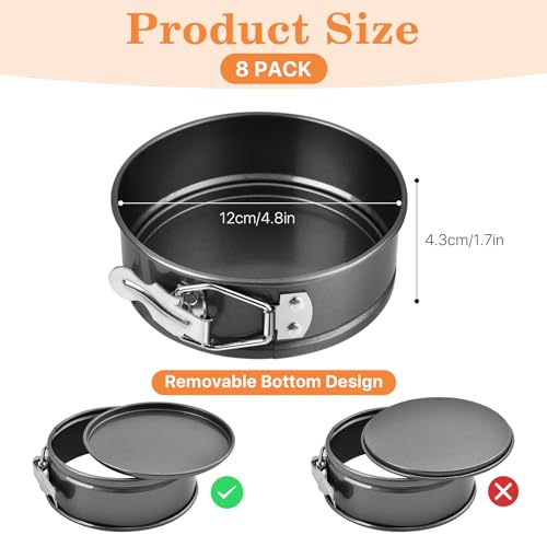 4.8 Inch Mini Springform Pans with Removable Bottom for Baking, Round,8 Pcs