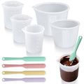 Silicone Chocolate Melting Cup Set with 6 Silicone Measuring Cups (250ml & 350ml & 600ml &1000ml) and 4PCS Heat-Resistant Jar Spatulas, Non-Stick Baking Tools for DIY Chocolate, Butter & Cream Mixing - size: Jar Spatulas*4 +250ml*2+350ml*2+600ml+1L
