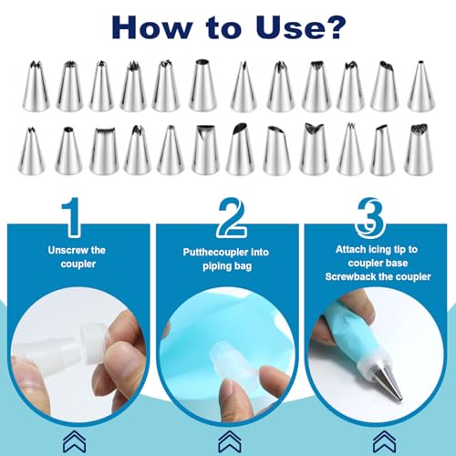 Piping Bags and Tips Set, Cake Decorating Kit Supplies Frosting Piping Kit