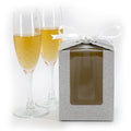 Silver Sparkling Favor Boxex-40 Ct Large 4"x4"x5" Clear Window. Includes 2 Ribbons (40 White 40 Black) Stemless Wine Glass Gift Box. Bottom Insert for Durability. Ideal for Weddings, Events, Christmas - color: Silver
