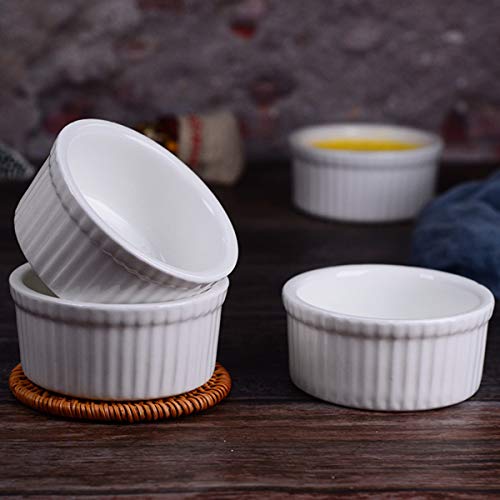 Foraineam Set of 12 Pcs 6 oz Porcelain Souffle Dishes, White Ramekins Bakeware Set Dessert Custard Baking Cups for Baking, Cooking, Serving and More (Pack of 2) - size: 6 Ounce (Pack of 2)