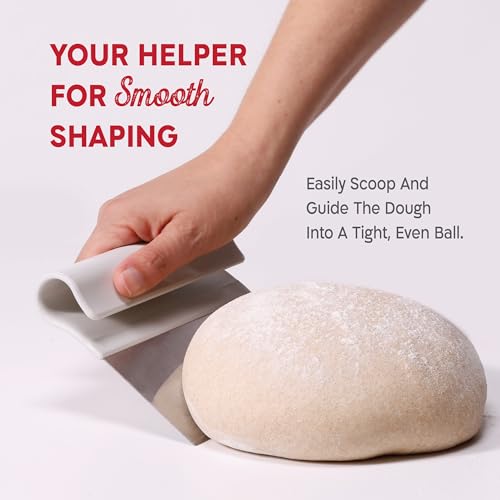 KneadAce Bench Scraper - Dough Scraper with Nesting Baker's Brush Set - color: White, Red
