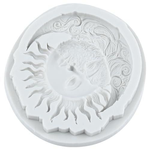 Sun Moon Face Silicone Mold Sun Moon Star Swirl Fondant Molds - color: Style A