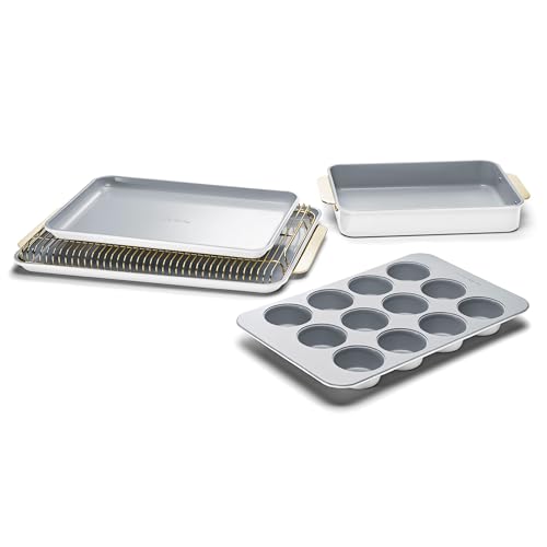 Caraway 5-Piece Non-Stick Ceramic Bakeware Set - color: White, size: 5 Pieces