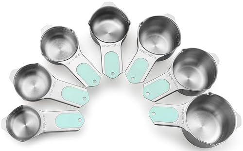 Spring Chef Magnetic Stainless Steel Measuring Cups Set of 7 Patented, Mint - color: Mint
